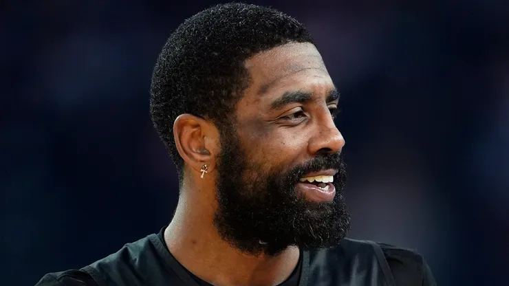 Kyrie Irving #11 of the Dallas Mavericks and Shaq's OGs looks on during 2025 NBA All-Star Practice & Media Availability at Oakland Arena on February 15, 2025 in Oakland, California.