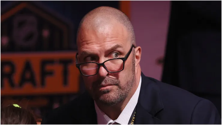 General Manager Bill Zito of the Florida Panthers works the 2023 Upper Deck NHL Draft at Bridgestone Arena on June 29, 2023 in Nashville, Tennessee.