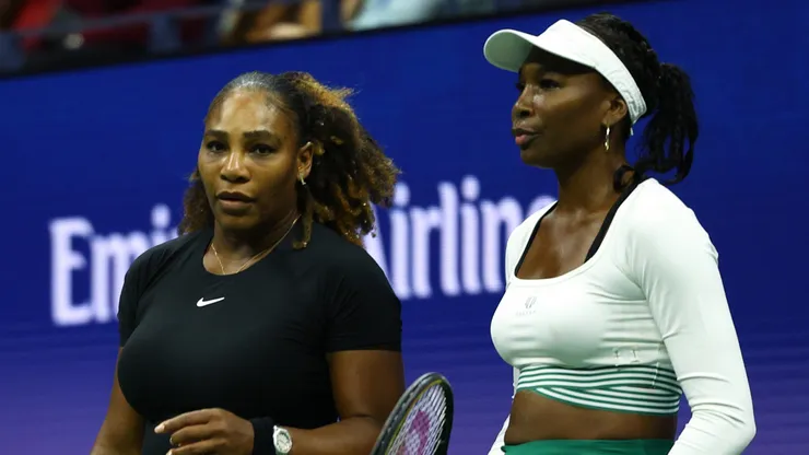 Serena Williams and Venus Williams of The United States.