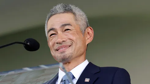 Ichiro Suzuki speaks during the Baseball Hall of Fame induction ceremony at Clark Sports Center on July 27, 2025 in Cooperstown, New York.