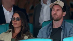 Lionel Messi and Antonela Rocuzzo during the 2025 Miami Open