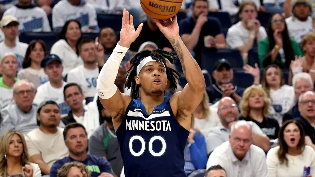 Terrence Shannon Jr. shoots the ball against the Oklahoma City Thunder during the second quarter in Game Four of the Western Conference Finals of the 2025 NBA Playoffs. (Source: David Berding/Getty Images)