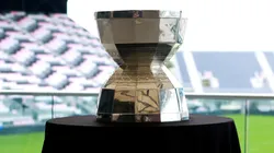 A detailed view of the Leagues Cup trophy is seen after an Inter Miami training session at Florida Blue Training Center on August 21, 2023.