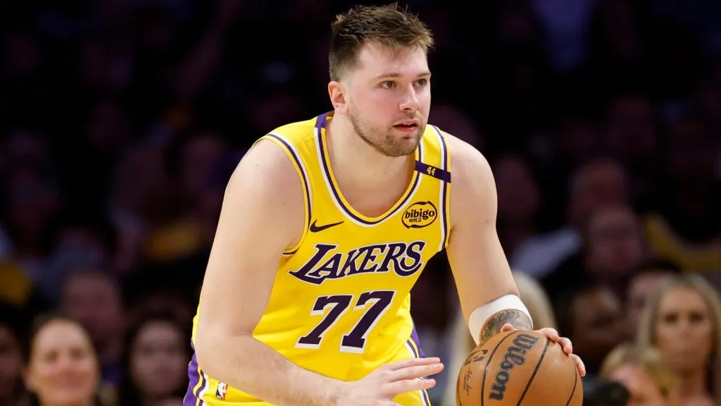 Luka Doncic #77 of the Los Angeles Lakers dribbles during a 103-96 loss to the Minnesota Timberwolves in Game Five of the Western Conference First Round NBA Playoffs in 2025. (Source: Harry How/Getty Images)