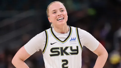 Hailey Van Lith #2 of the Chicago Sky looks on against the Atlanta Dream during the first half at Wintrust Arena on July 16, 2025.