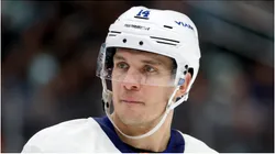 Bo Horvat #14 of the New York Islanders looks on during the third period Kraken at Climate Pledge Arena on November 16, 2024 in Seattle, Washington.