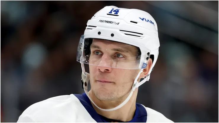Bo Horvat #14 of the New York Islanders looks on during the third period Kraken at Climate Pledge Arena on November 16, 2024 in Seattle, Washington.