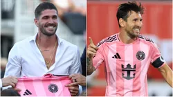 Lionel Messi #10 of Inter Miami CF and Rodrigo de Paul being presented as Inter Miami CF new signing.