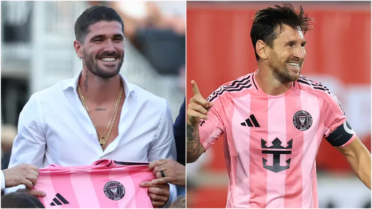 Lionel Messi #10 of Inter Miami CF and Rodrigo de Paul being presented as Inter Miami CF new signing.
