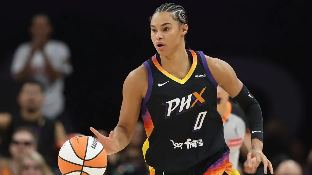 Satou Sabally #0 of the Phoenix Mercury handles the ball during the first half of the WNBA game at PHX Arena on May 27, 2025. (Source: Christian Petersen/Getty Images)