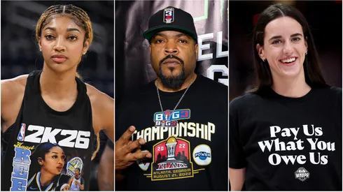 Angel Reese warms up prior to a game – Rapper Ice Cube attends the Monster Energy BIG3 Celebrity Basketball Game – Caitlin Clark wears a shirt saying "Pay us what you owe us" prior to the 2025 AT&T WNBA All-Star Game.