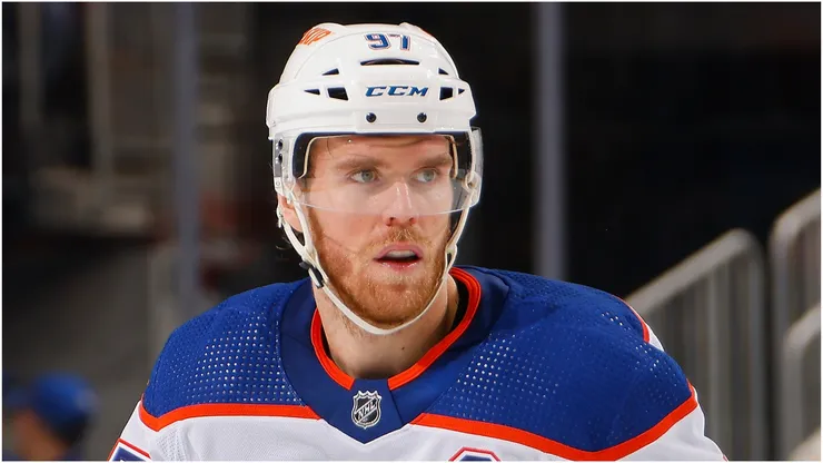 Connor McDavid #97 of the Edmonton Oilers skates against the New York Islanders at UBS Arena on December 19, 2023 in Elmont, New York.