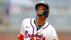 Ronald Acuña Jr. #13 of the Atlanta Braves rounds the bases following a solo home run during the ninth inning against the New York Yankees at Truist Park on July 20, 2025 in Atlanta, Georgia.