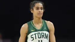 Skylar Diggins #4 of the Seattle Storm during the WNBA game at PHX Arena on June 07, 2025.
