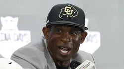 Deion Sanders during a press conference