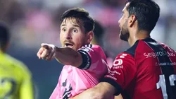 Lionel Messi #10 of Inter Miami reacts in the second half during the Leagues Cup Phase One match between Inter Miami CF and Atlas FC