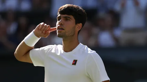 Carlos Alcaraz celebrates during 2025 Wimbledon