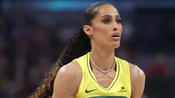 Skylar Diggins #4 of the Seattle Storm competes in the Kia WNBA Skills Challenge during the 2025 AT&T WNBA All-Star weekend at Gainbridge Fieldhouse on July 18, 2025.