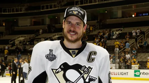 Sidney Crosby #87 after their 3-1 victory to win the Stanley Cup against the San Jose Sharks in Game Six of the 2016 NHL Stanley Cup Final at SAP Center on June 12, 2016 in San Jose, California.