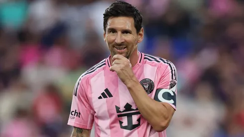 Lionel Messi #10 of Inter Miami CF reacts against the New York Red Bulls.