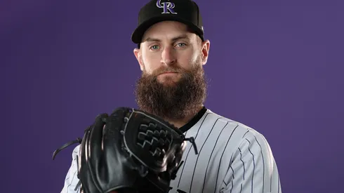 Jake Bird #59 of the Colorado Rockies poses for a portrait during photo day at Salt River Fields at Talking Stick on February 20, 2025.