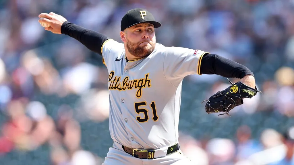 David Bednar #51 of the Pittsburgh Pirates delivers a pitch against the Minnesota Twins in the ninth inning at Target Field on July 13, 2025. (Source: David Berding/Getty Images)