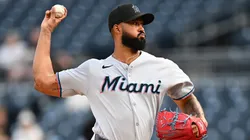 Sandy Alcantara #22 of the Miami Marlins pitches during the first inning against the Pittsburgh Pirates at PNC Park on June 10, 2025 in Pittsburgh, Pennsylvania.