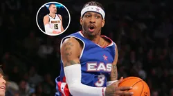 Allen Iverson #3 of the Eastern Conference All-Stars and Nikola Jokic #15 of the Denver Nuggets.