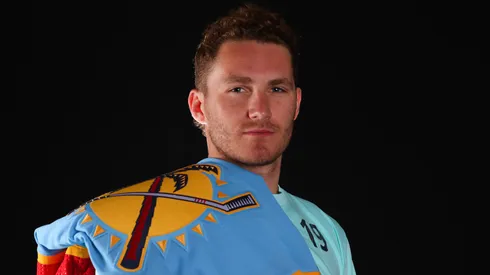 Matthew Tkachuk #19 of the Florida Panthers poses for a portrait prior to the 2023 NHL All-Star Game at FLA Live Arena on February 04, 2023 in Sunrise, Florida.