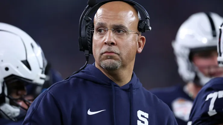 Head coach James Franklin of the Penn State Nittany Lions looks on during the Vrbo Fiesta Bowl against the Boise State Broncos at State Farm Stadium on December 31, 2024 in Glendale, Arizona. The Nittany Lions defeated the Broncos 31-14.