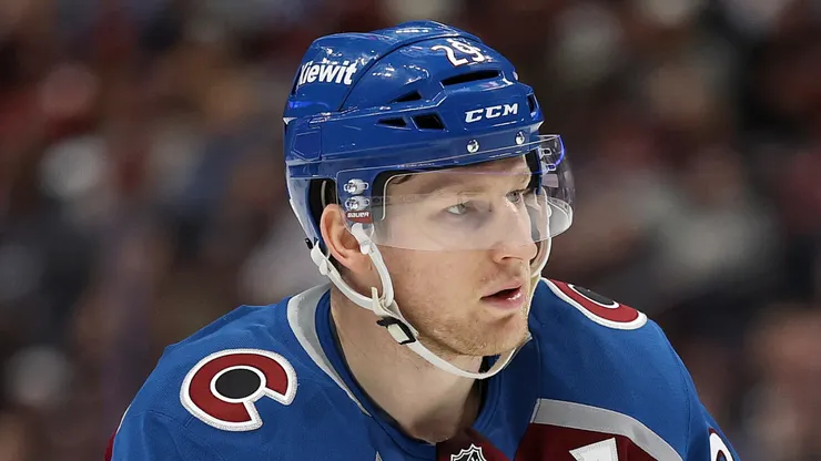 Nathan MacKinnon #29 of the Colorado Avalanche plays the New Jersey Devils in the second period at Ball Arena on February 26, 2025 in Denver, Colorado.