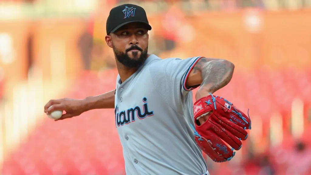 Sandy Alcantara #22 of the Miami Marlins delivers a pitch against the St. Louis Cardinals in the first inning at Busch Stadium on July 29, 2025. (Source: Dilip Vishwanat/Getty Images)