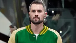 Kevin Love #42 of the Miami Heat arrives to the arena before the game against the Portland Trail Blazers at Moda Center on January 11, 2025 in Portland, Oregon.