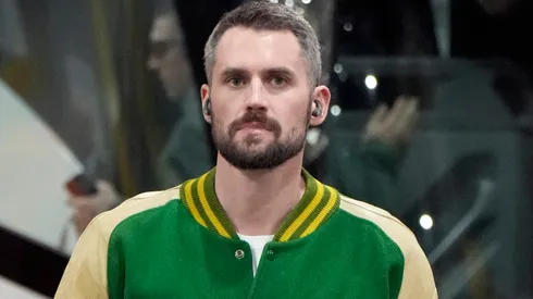 Kevin Love #42 of the Miami Heat arrives to the arena before the game against the Portland Trail Blazers at Moda Center on January 11, 2025 in Portland, Oregon.