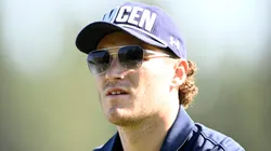 Matthew Tkachuk stands on the first green during the first round of the American Century Championship at Edgewood Tahoe Golf Course on July 11, 2025 in Stateline, Nevada.