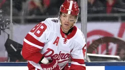 Patrick Kane during a Detroit Red Wings game in 2025, showcasing his trademark puck control and vision.