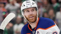 Connor McDavid #97 of the Edmonton Oilers celebrates after scoring a goal against Casey DeSmith #1 of the Dallas Stars during the second period in Game Five of the Western Conference Final of the 2025 Stanley Cup Playoffs at American Airlines Center on May 29, 2025 in Dallas, Texas.