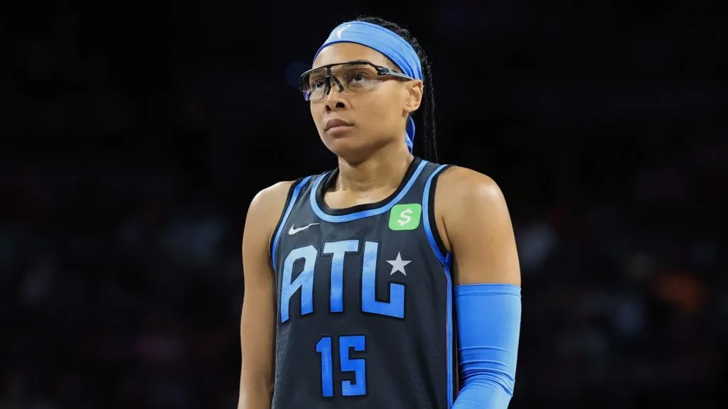 Allisha Gray #15 of the Atlanta Dream prepares to shoot a free throw against the Las Vegas Aces in the third quarter of their game at Michelob ULTRA Arena on July 22, 2025. (Source: Ethan Miller/Getty Images)