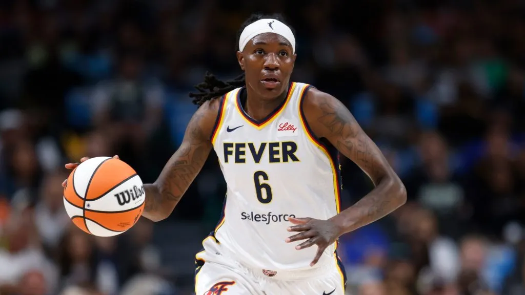 Forward Natasha Howard #6 of the Indiana Fever brings the ball down the court during the first half against the Brazil National Team, at Carver-Hawkeye Arena on March 4, 2025. (Source: Matthew Holst/Getty Images)