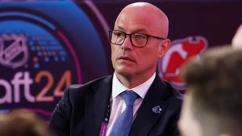 Patrik Allvin of the Vancouver Canucks attends the NHL Draft at Sphere on June 29, 2024 in Las Vegas, Nevada.