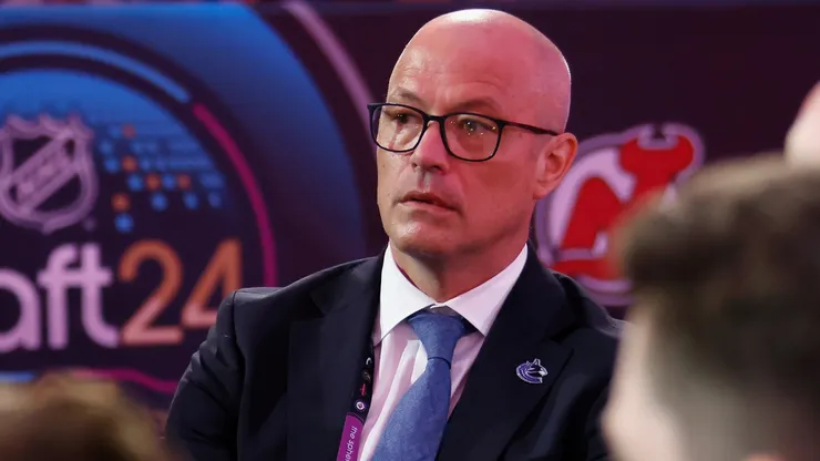 Patrik Allvin of the Vancouver Canucks attends the NHL Draft at Sphere on June 29, 2024 in Las Vegas, Nevada.