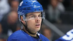 Auston Matthews #34 of the Toronto Maple Leafs waits for a faceoff against the Vegas Golden Knights during an NHL game at the Air Canada Centre on November 6, 2017 in Toronto, Ontario, Canada.