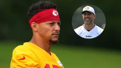 Patrick Mahomes #15 of the Kansas City Chiefs makes his way to the field before paractice at Missouri Western State University on August 03, 2025 in St Joseph, Missouri.
