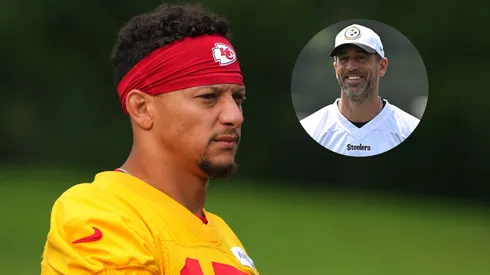 Patrick Mahomes #15 of the Kansas City Chiefs makes his way to the field before paractice at Missouri Western State University on August 03, 2025 in St Joseph, Missouri.
