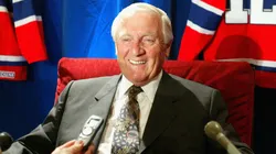 Dickie Moore speaks with the media during the "Salute to the Stanley Cup Legends" on June 1, 2007.