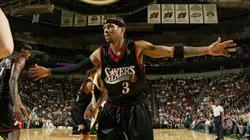 Allen Iverson #3 of the Philadelphia 76ers plays defense against the Seattle Sonics on November 15, 2006 at Key Arena.