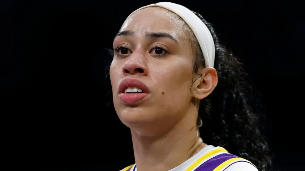 Dearica Hamby #5 of the Los Angeles Sparks during an 89-81 overtime loss to the Golden State Valkyries at Crypto.com Arena on June 09, 2025. (Source: Harry How/Getty Images)