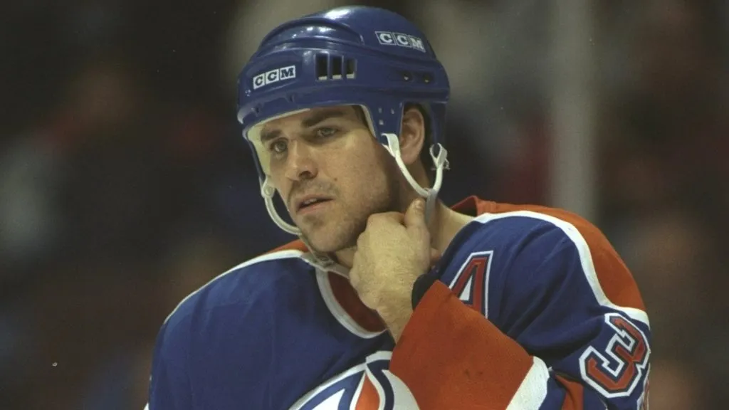 Center Doug Weight of the Edmonton Oilers looks on during a game against the Anaheim Mighty Ducks at Arrowhead Pond in 1995. (Source: Jamie Squire /Allsport)