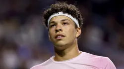 Ben Shelton of United States plays Alex De Minaur of Australia during the National Bank Open.