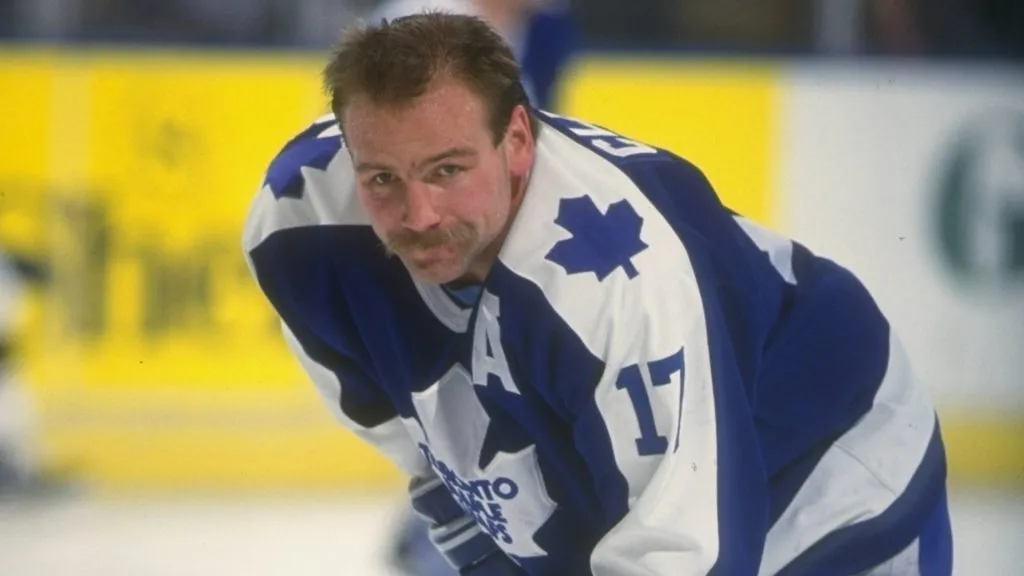 Leftwinger Wendel Clark of the Toronto Maple Leafs in 1991. (Source: Ken Levine /Allsport)